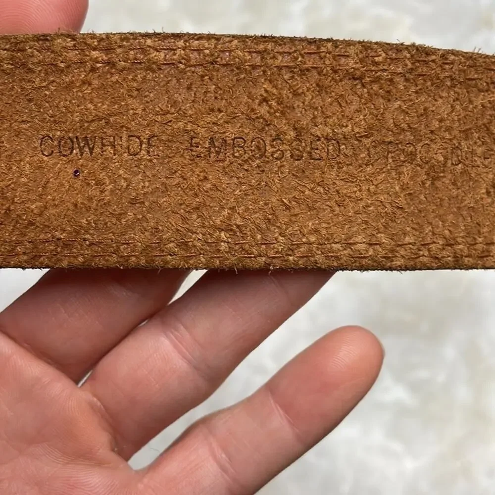 Vintage 80’s cowhide with croco grain octagonal buckle belt